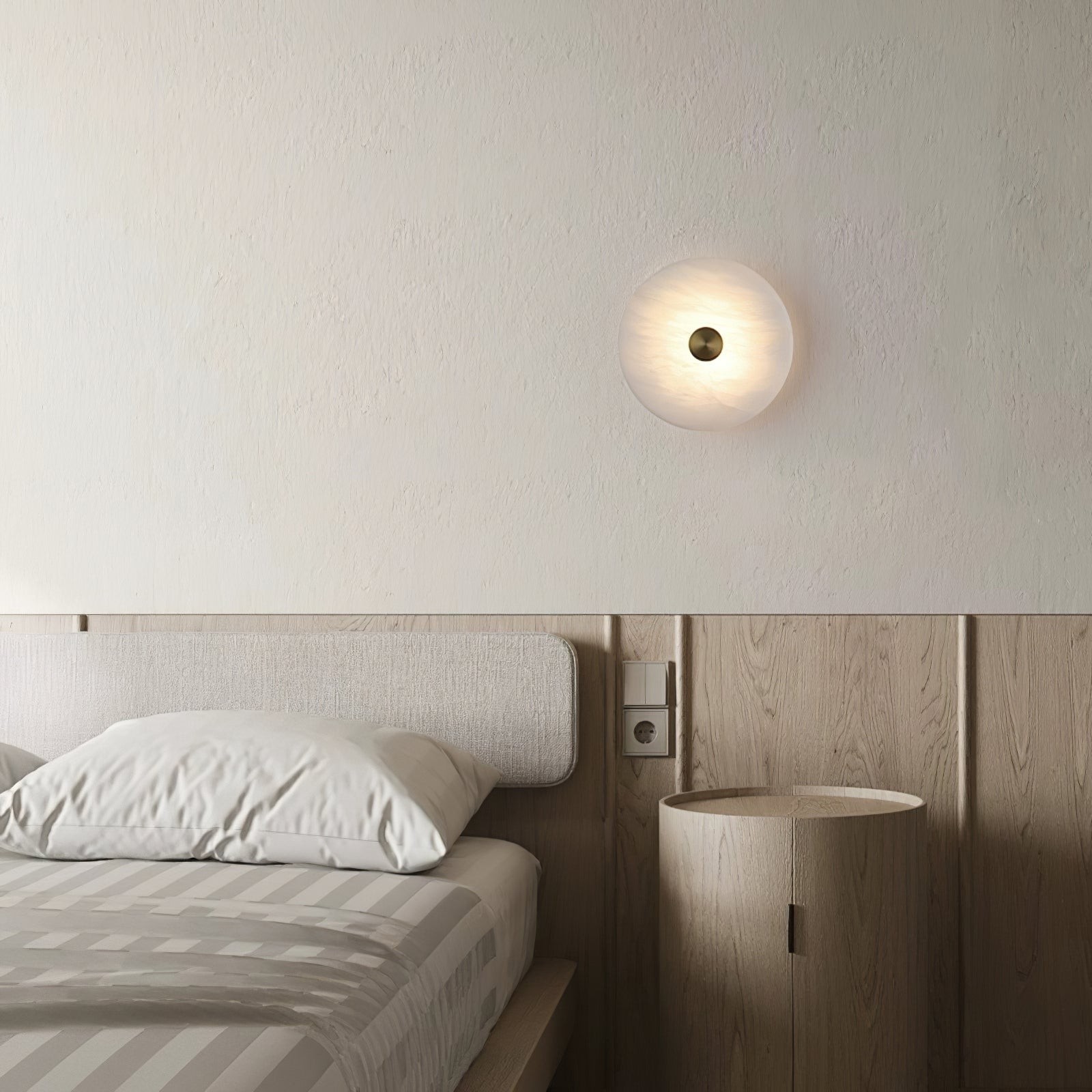 Schijfvormige albasten wandlamp HL464
