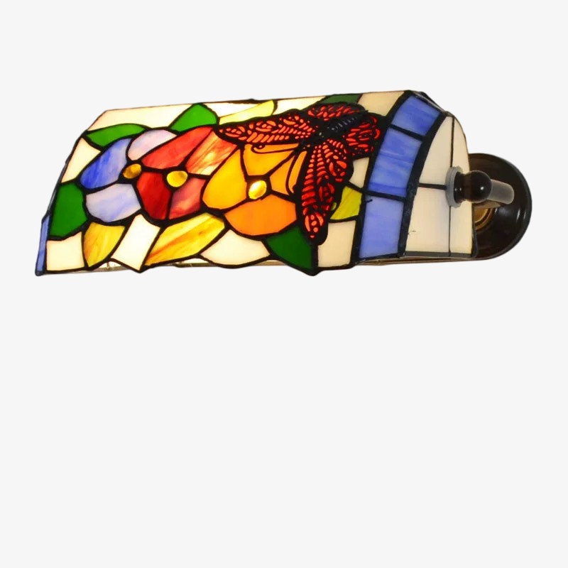 TF Tivanny Wandlamp met bloemenmotief en glas-in-lood - Tiffany-geïnspireerde wandlamp voor slaapkamer of hal HL3546