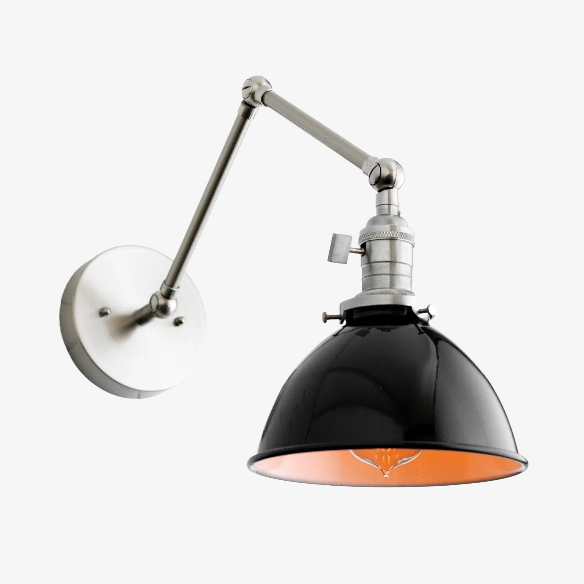 Conique metalen vintage industriële wandlamp met zwenkarm - verstelbare koepelvormige kap voor studie HL1675