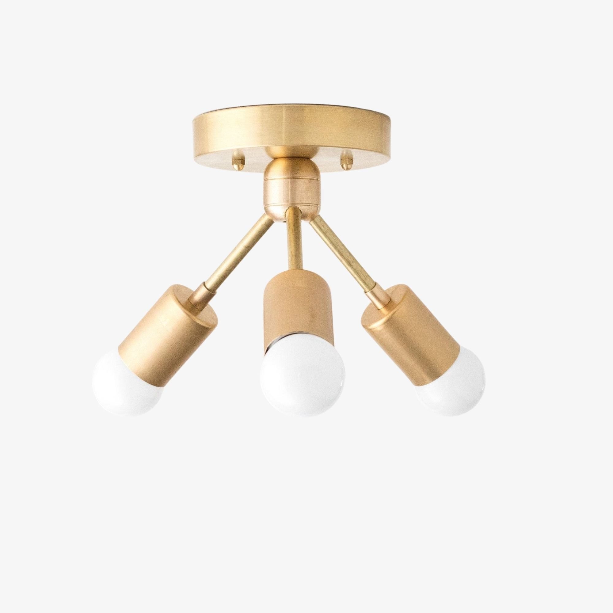 Mobilux Line Moderne messing plafondlamp - Minimalistische gouden plafondlamp voor slaapkamer HL1690