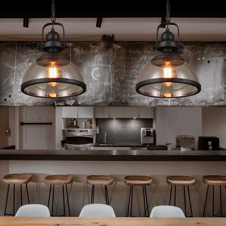 Moderne industriële stijl koepelvormige glazen hanglamp HL481