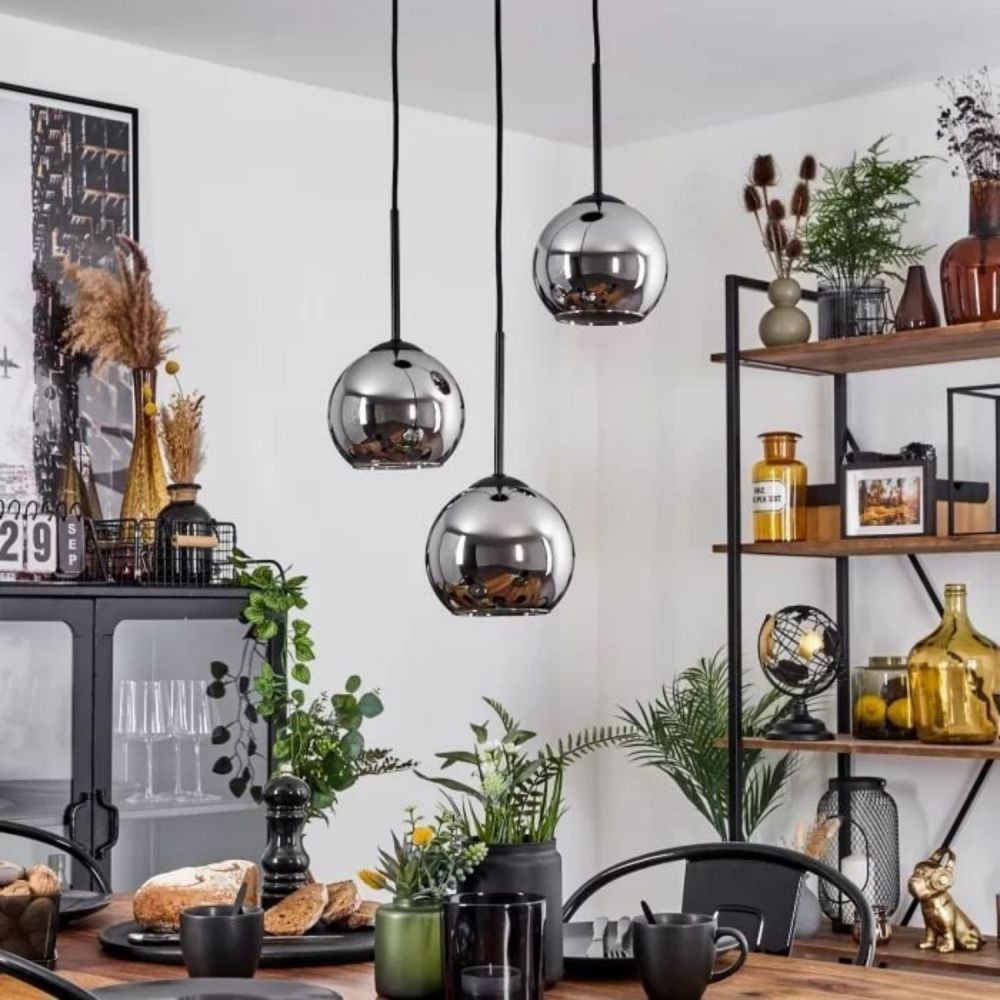Koyoto rookgrijze glazen bol hanglamp