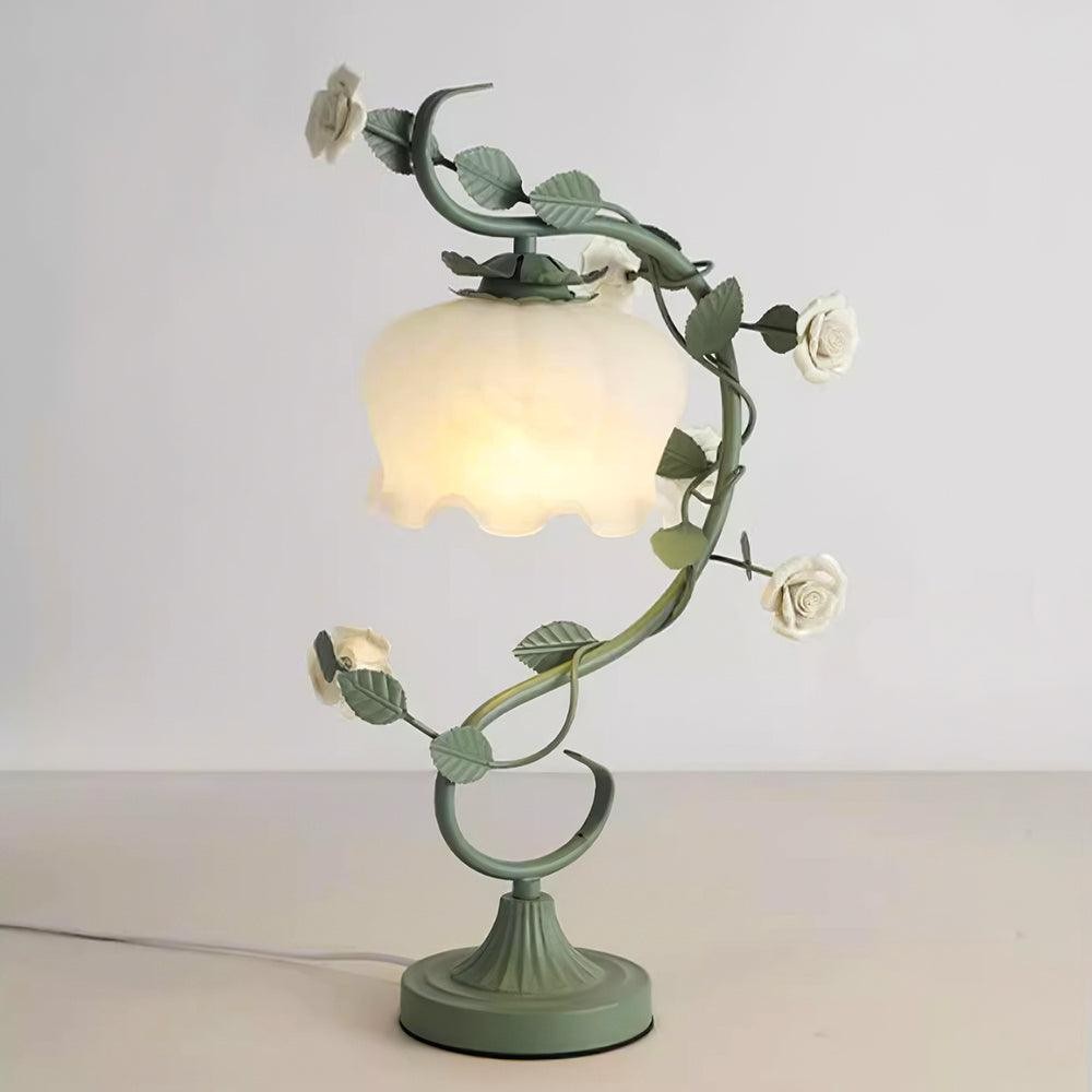 Groen Roze Wit Rozen Bloem Tafellamp HL767