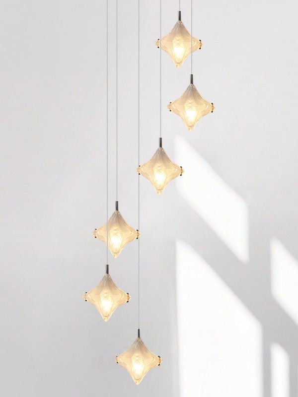 Art Deco Star Trap Hanglamp - Gematteerd Glazen Hanglamp - Astris Altair HL1795