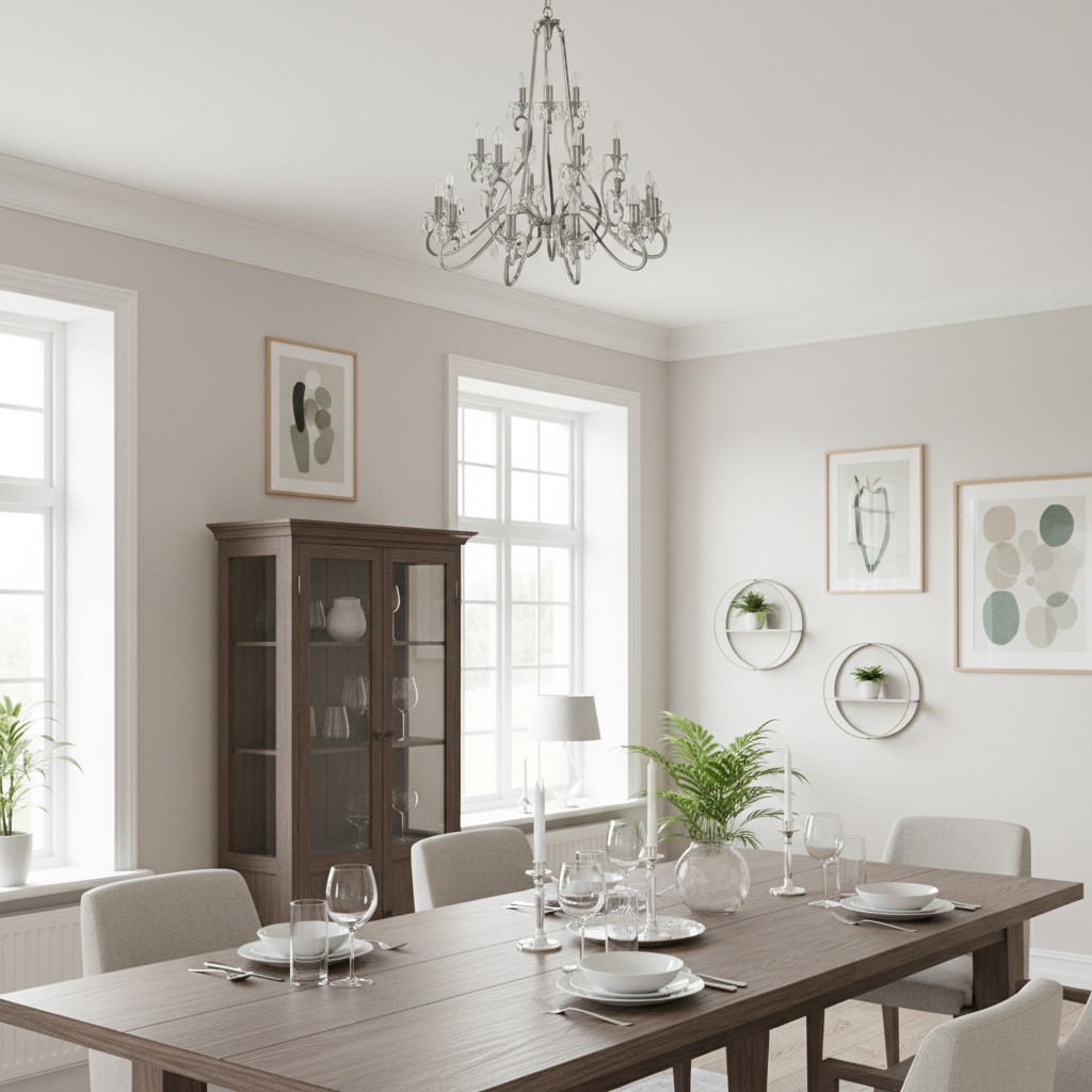 Talonis kristallen kroonluchter - traditionele kroonluchter in kaarsvorm, messing en nikkel, voor woonkamer en eetkamer HL2157
