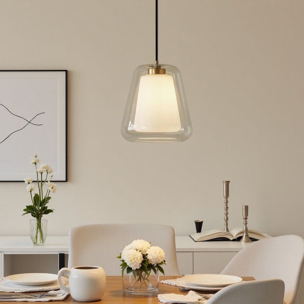 Hanglamp met dubbel glas - modern flesontwerp voor de keuken HL1317