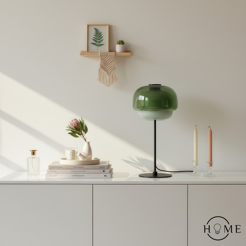 Clinco Dome Tafellamp van Gekleurd Glas - Retro Paddenstoelvormige Nachtlamp voor de Slaapkamer HL1095