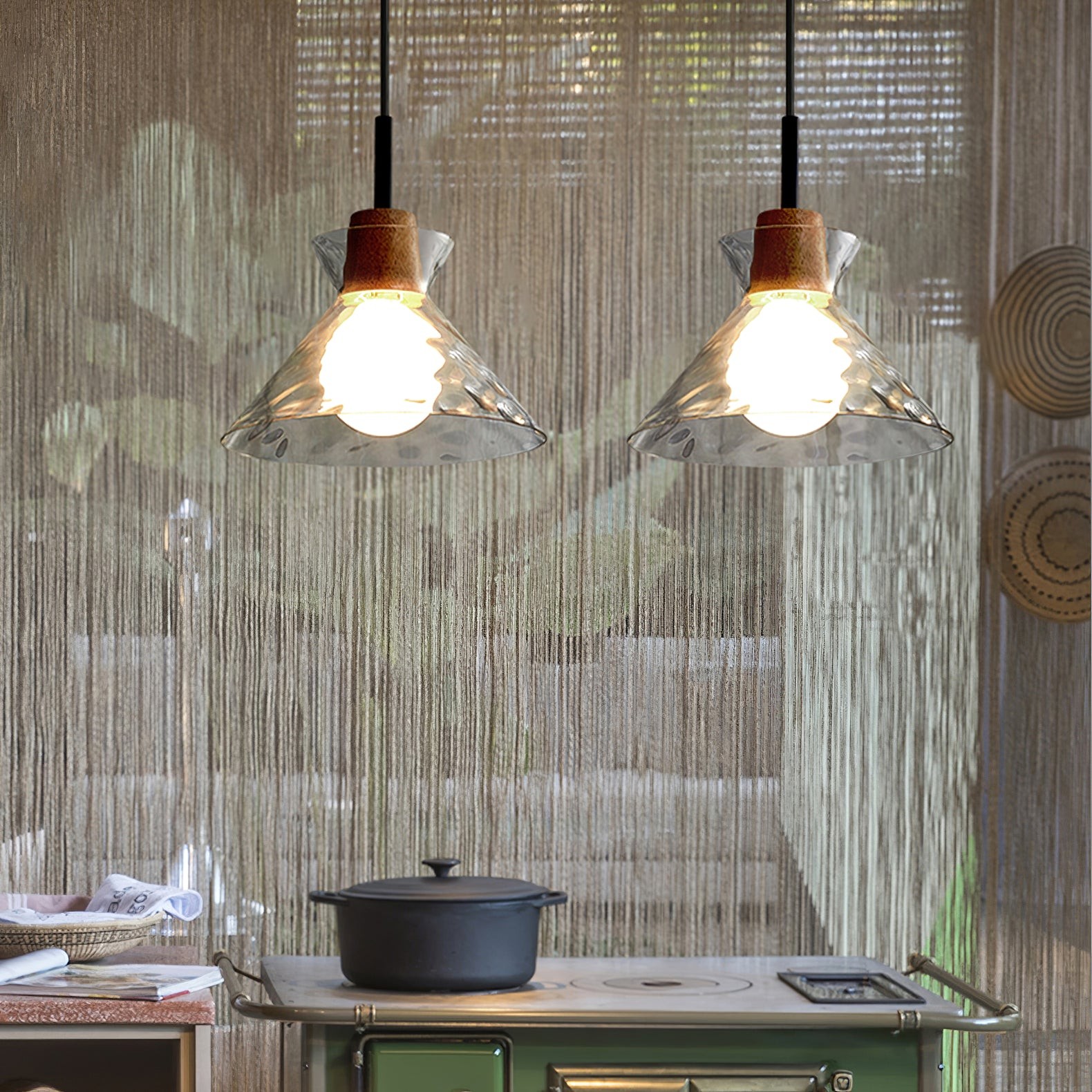 Moderne Water Ripple Transparante Glazen Hanglamp HL798