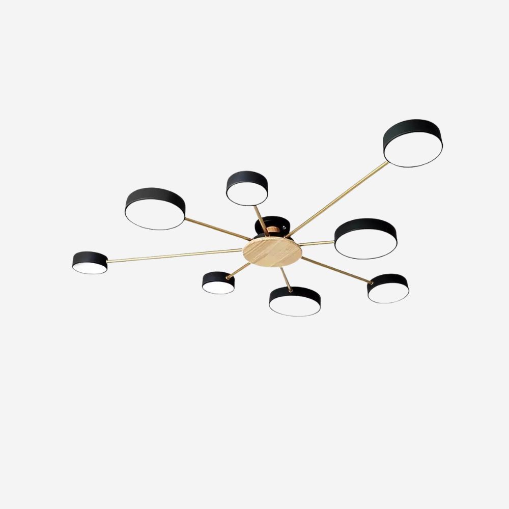 Moderne plafondlamp met takkenschijf - LED-lamp van hout voor eetkamer HL1345
