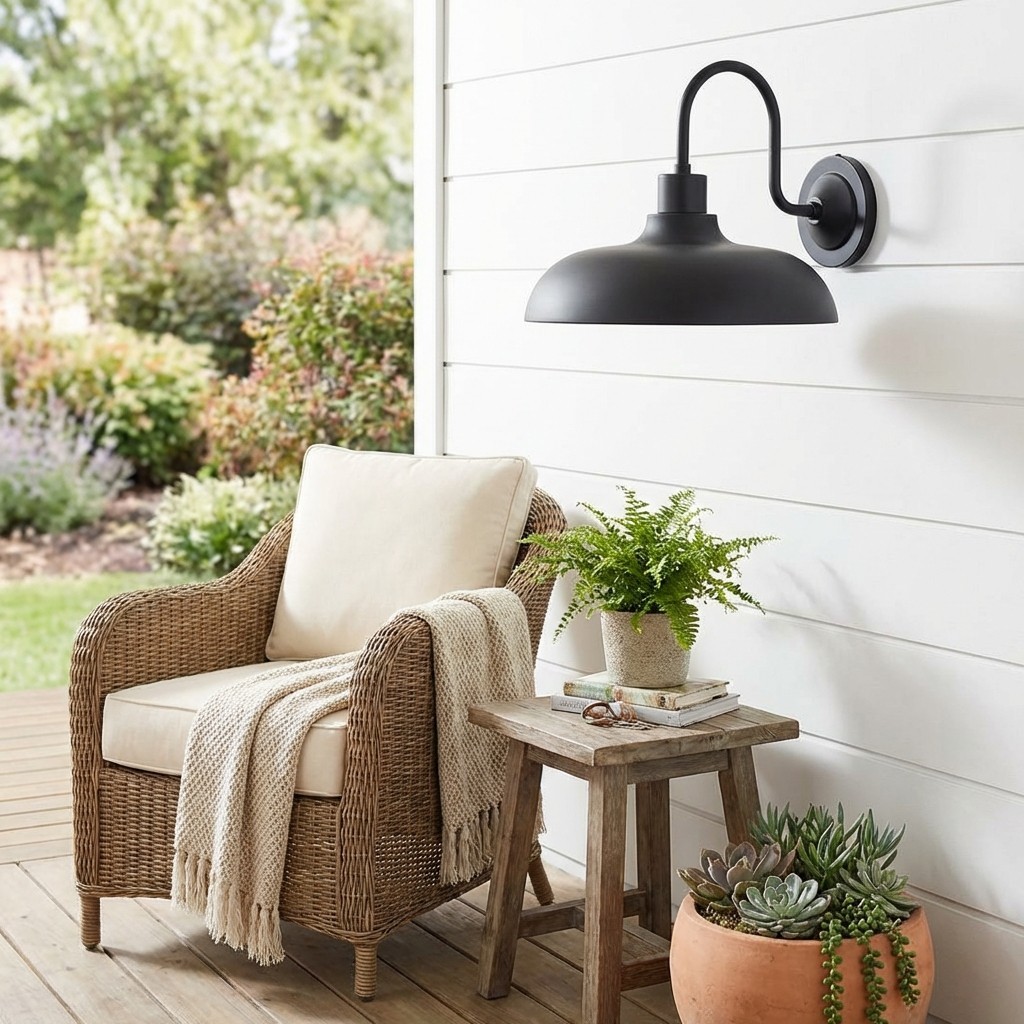 Velara Industriële Metalen Rustieke Koepel Wandlamp - Klassieke Gebogen Buitenwandlamp voor Veranda en Terras HL2435