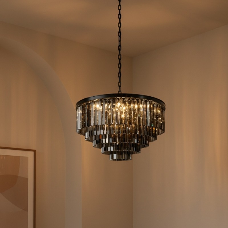 Aurevon Crystal Prism Modern Plafondkroonluchter met Metalen Frame voor Thuis en Hotel HL2298