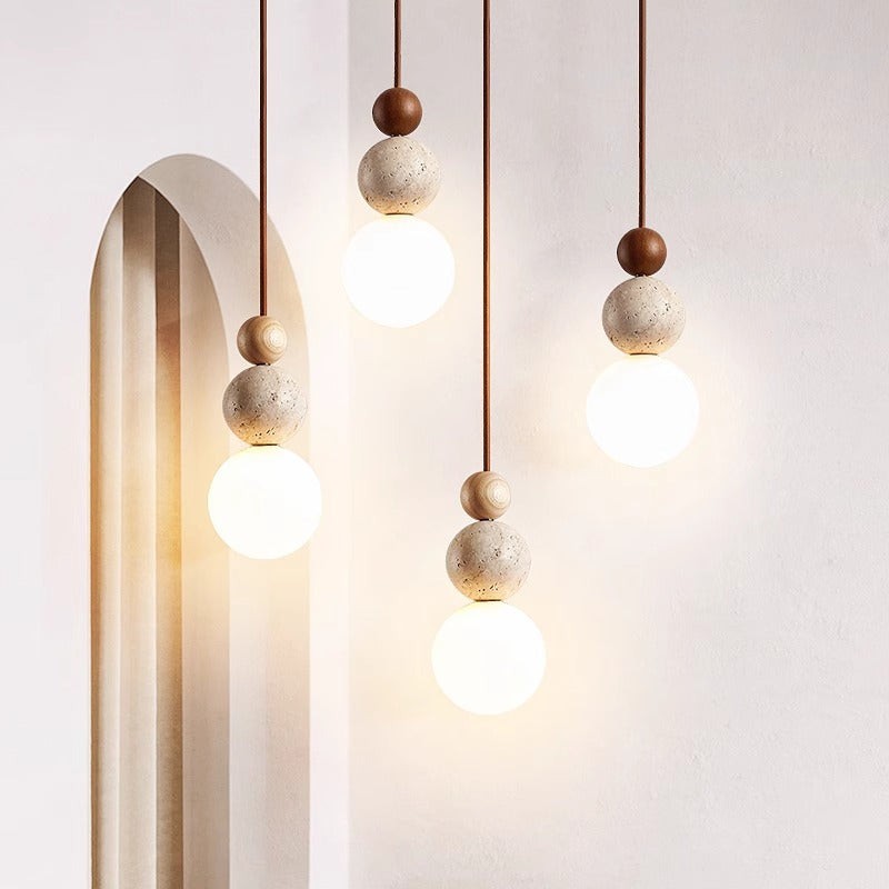Travertijnsteen Crème Retro Minimalistische LED Hanglamp HL3466
