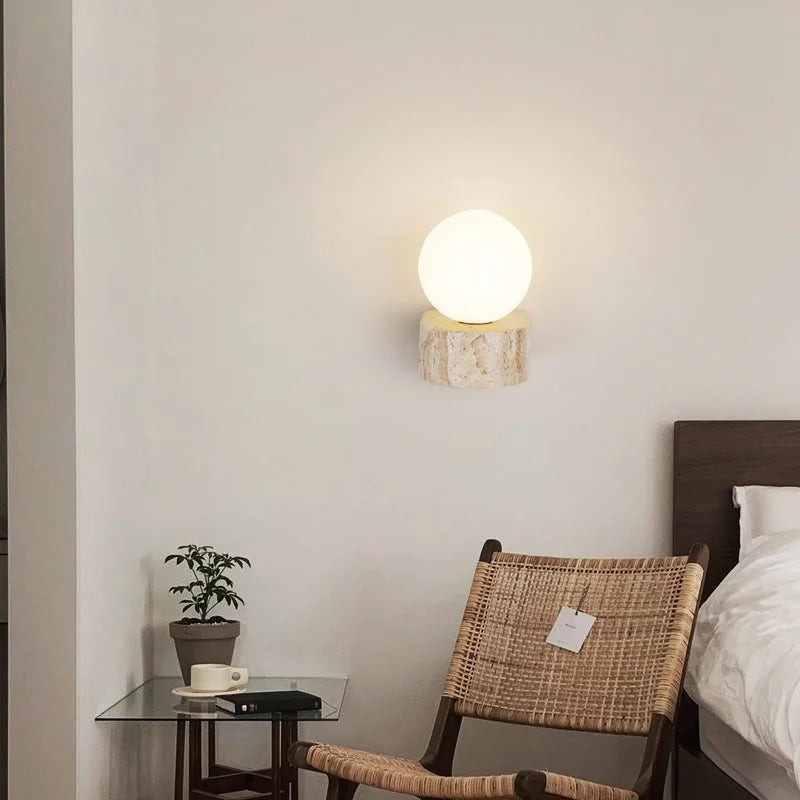 Travertin halfronde wandlamp HL3439