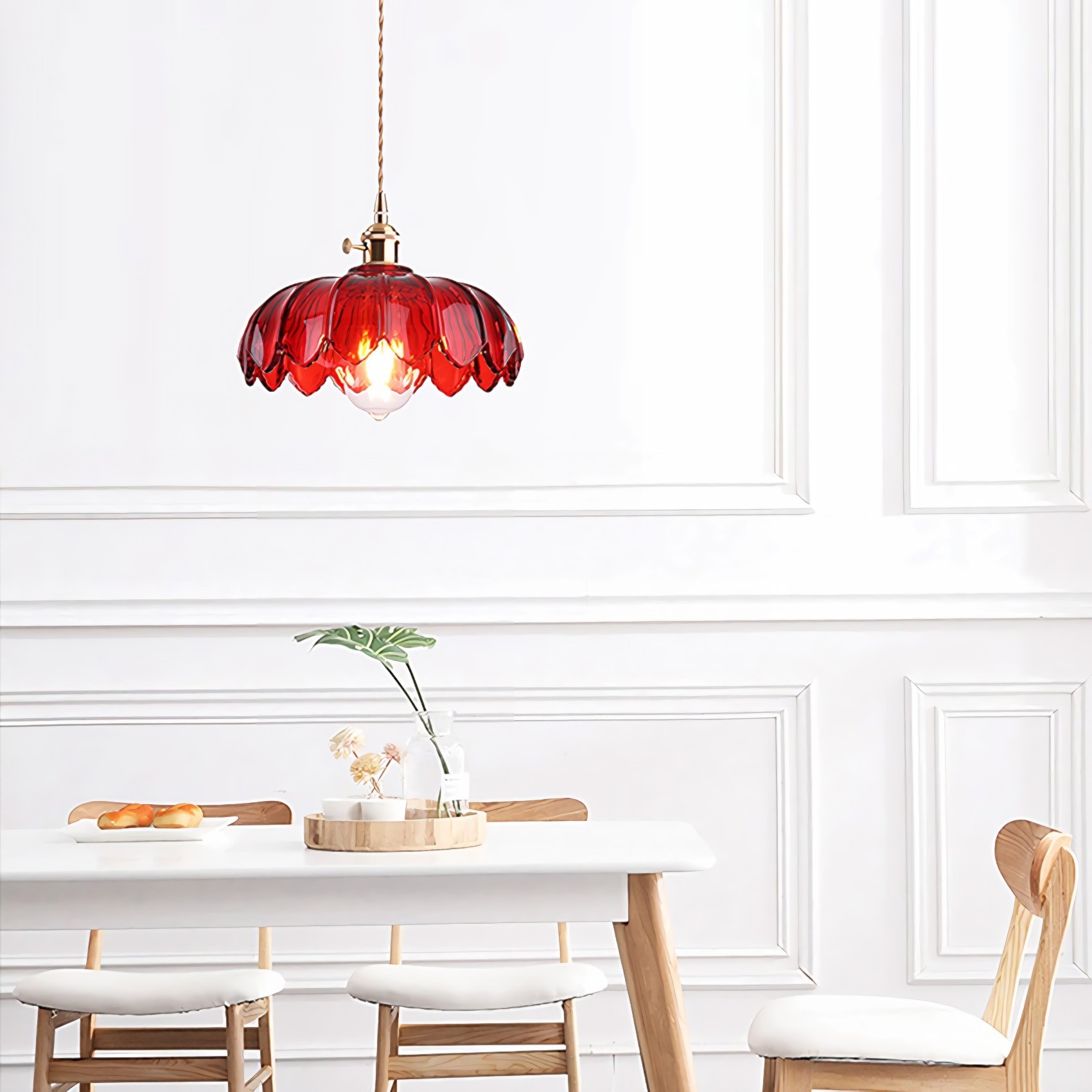 Vintage rustieke bloemblaadjesknoppen glazen hanglamp HL201