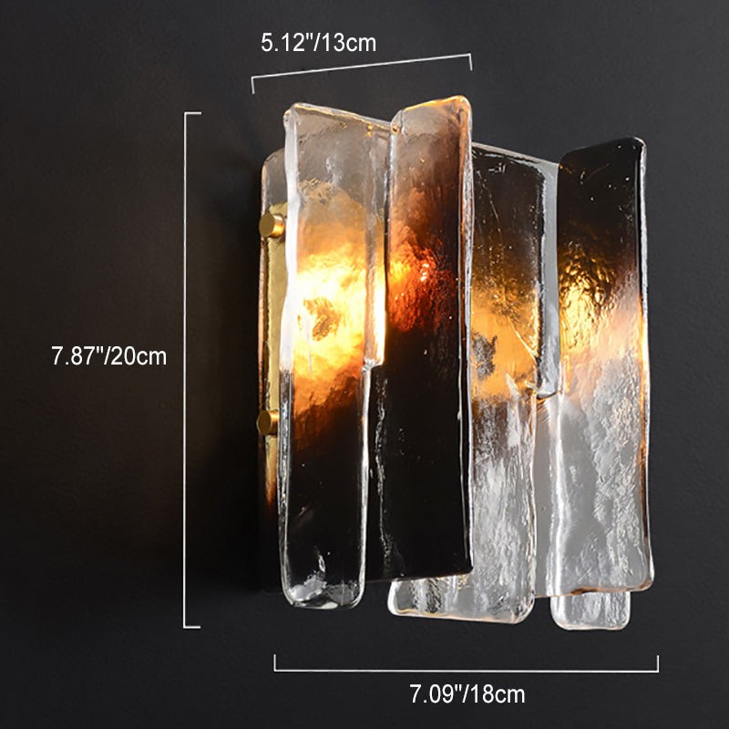 Moderne luxe rechthoekige koperen glazen wandlamp met 1 lichtpunt voor de woonkamer HL1423