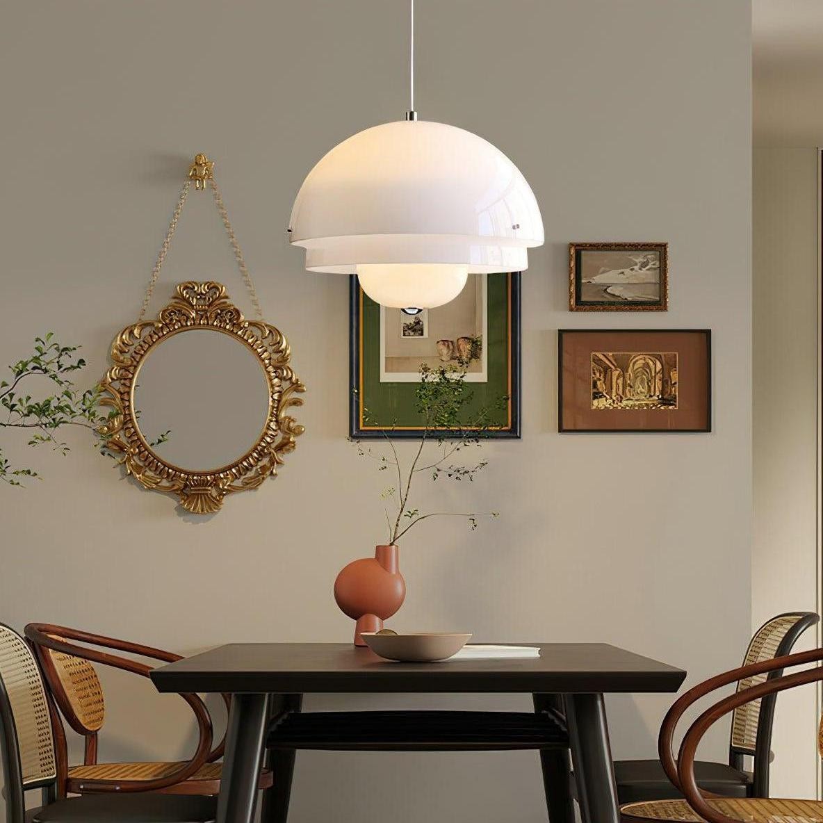 Moderne Melk Witte Multilagen Sferische Hanglamp HL309