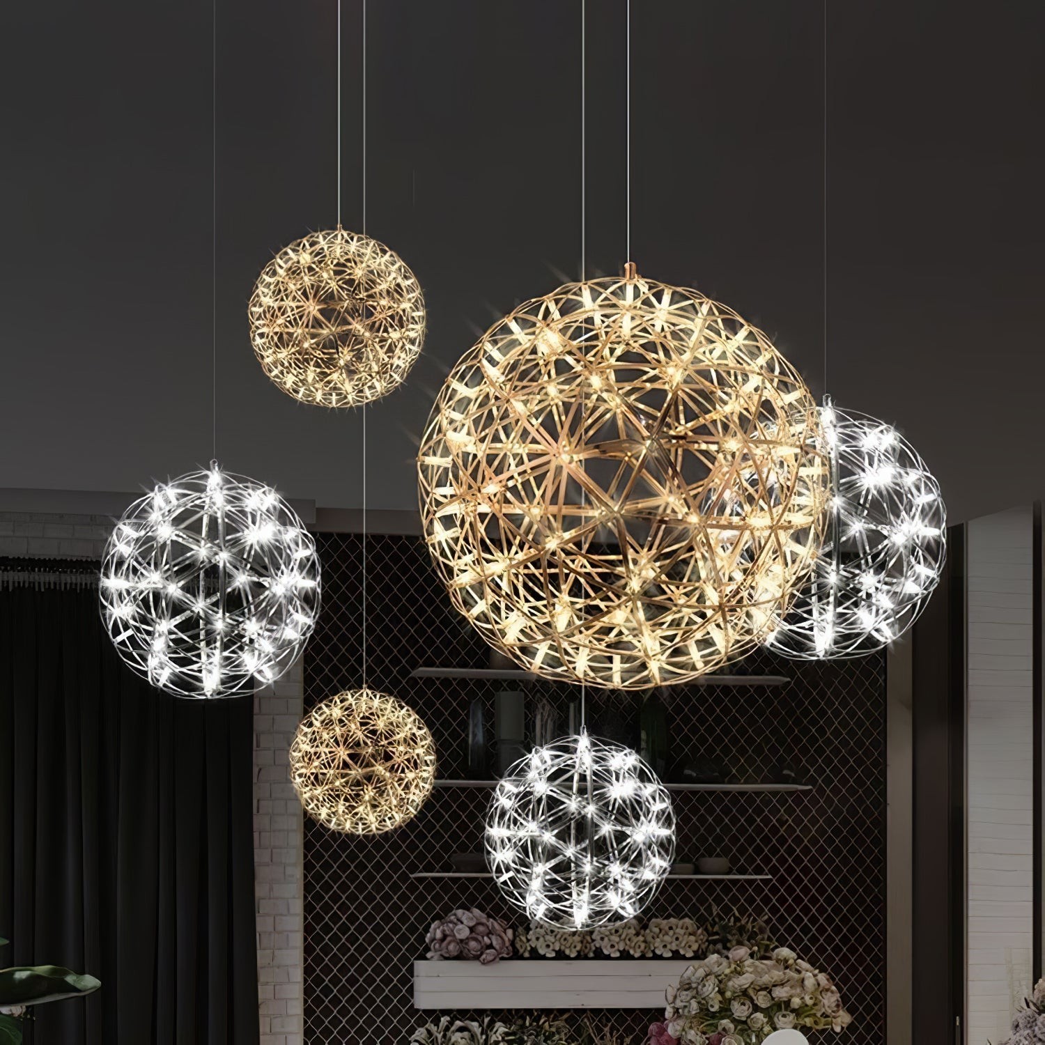 Zilveren Spark Ball hanglamp HL1407