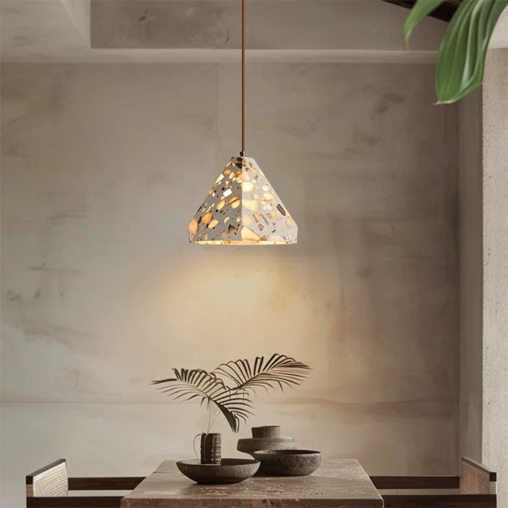 Natuurlijke Wabi-sabi Doorschijnende Terrazzo Hanglamp HL1003
