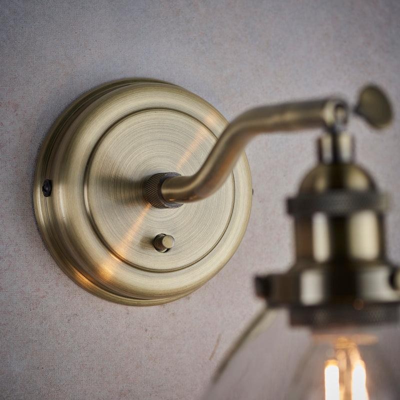 Verstelbare Hansen messing wandlamp - helder glasontwerp HL1828