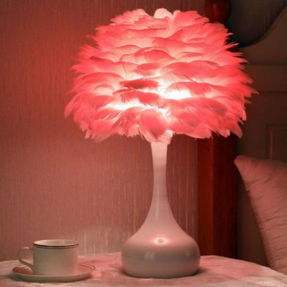 Luxe LED pluizige veer tafellamp HL08