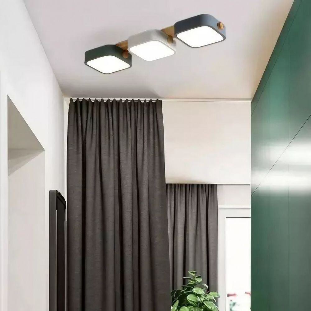 Houten blok plafondlamp - Nordic vierkante LED keukenverlichting HL1348