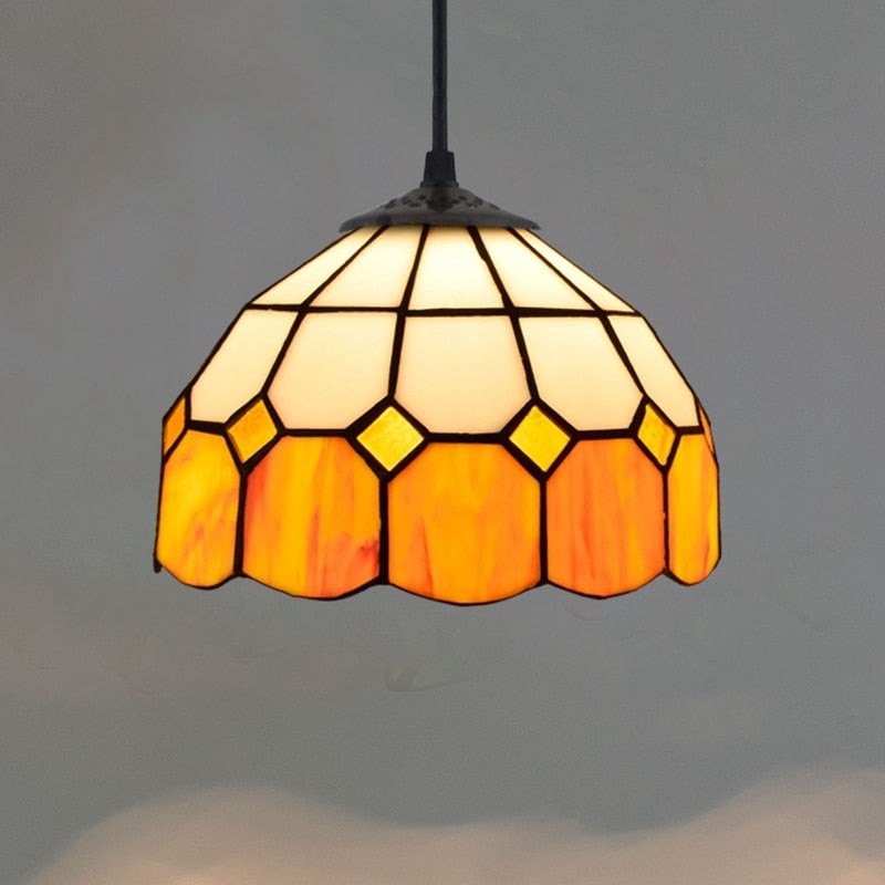 Hanglamp In Vintage Gekleurd Glas In Tiffany Stijl HL13