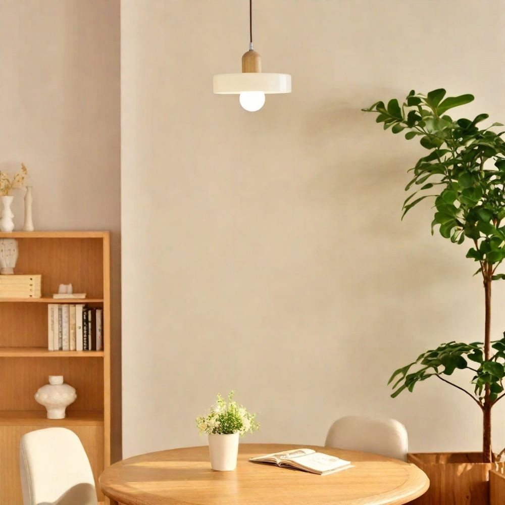 Morandi Glazen Hanglamp - Houten Schijfontwerp HL1047