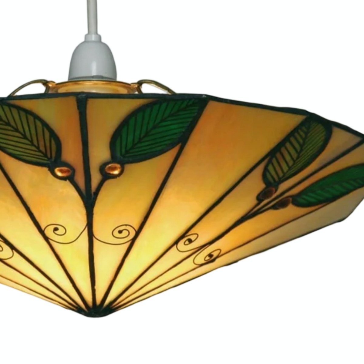 TF Harken Tiffany-stijl hanglampkap met bladmotief, gebrandschilderd glas, voor woonkamer en slaapkamer HL2024