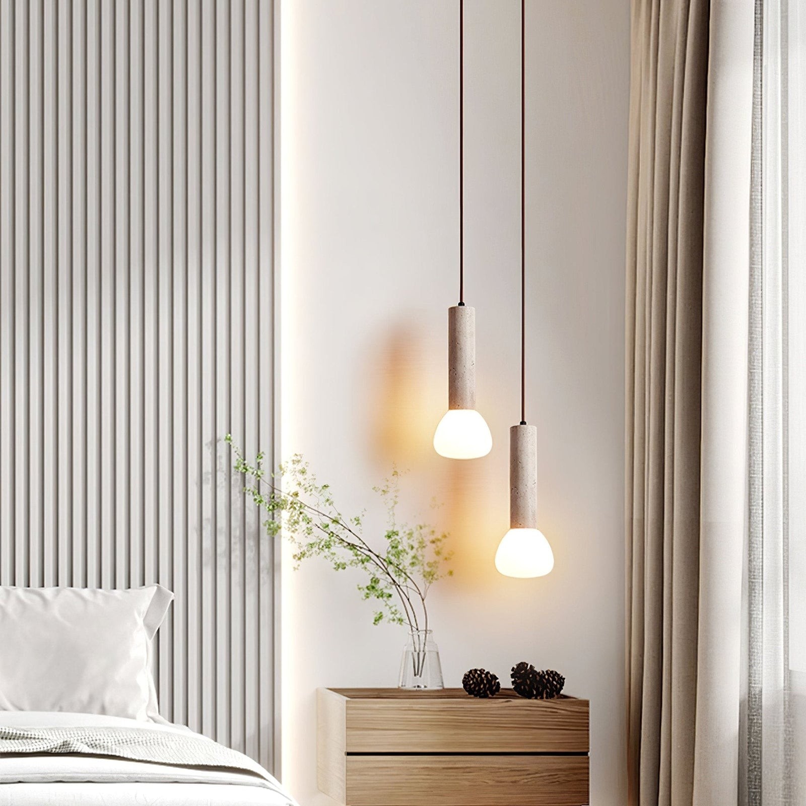 Elegante hanglamp in travertijncrème-stijl HL3473