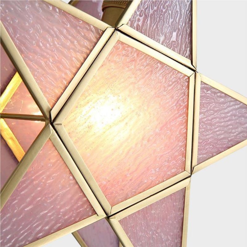 Romantische Retro Messing Glazen Hanglamp HL66