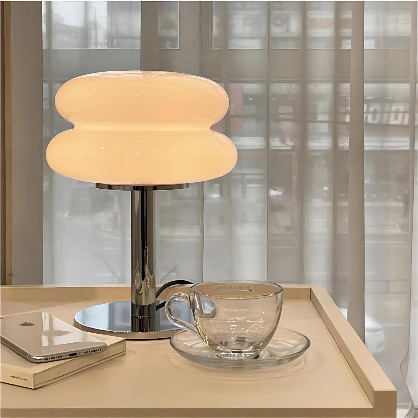 Bauhaus Dubbele Glazen Tafellamp - Sculpturale Gelaagde Nachtlamp voor Slaapkamer en Bureau HL22