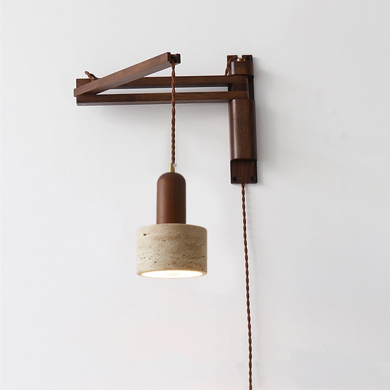 Traditionele Japanse houten travertijn bolvormige intrekbare opvouwbare wandlamp HL1111