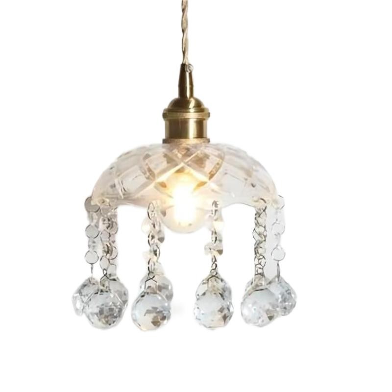 Vintage helder geribbeld glas paraplu hanglamp HL49