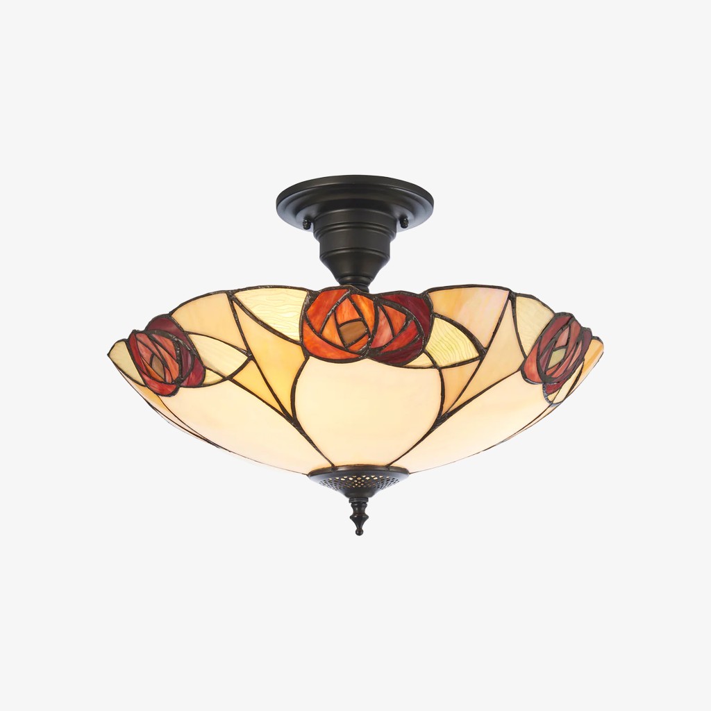 TF Ingram handgemaakte plafondlamp van gebrandschilderd glas - Vintage Art Deco Tiffany-lamp voor de eetkamer HL2219