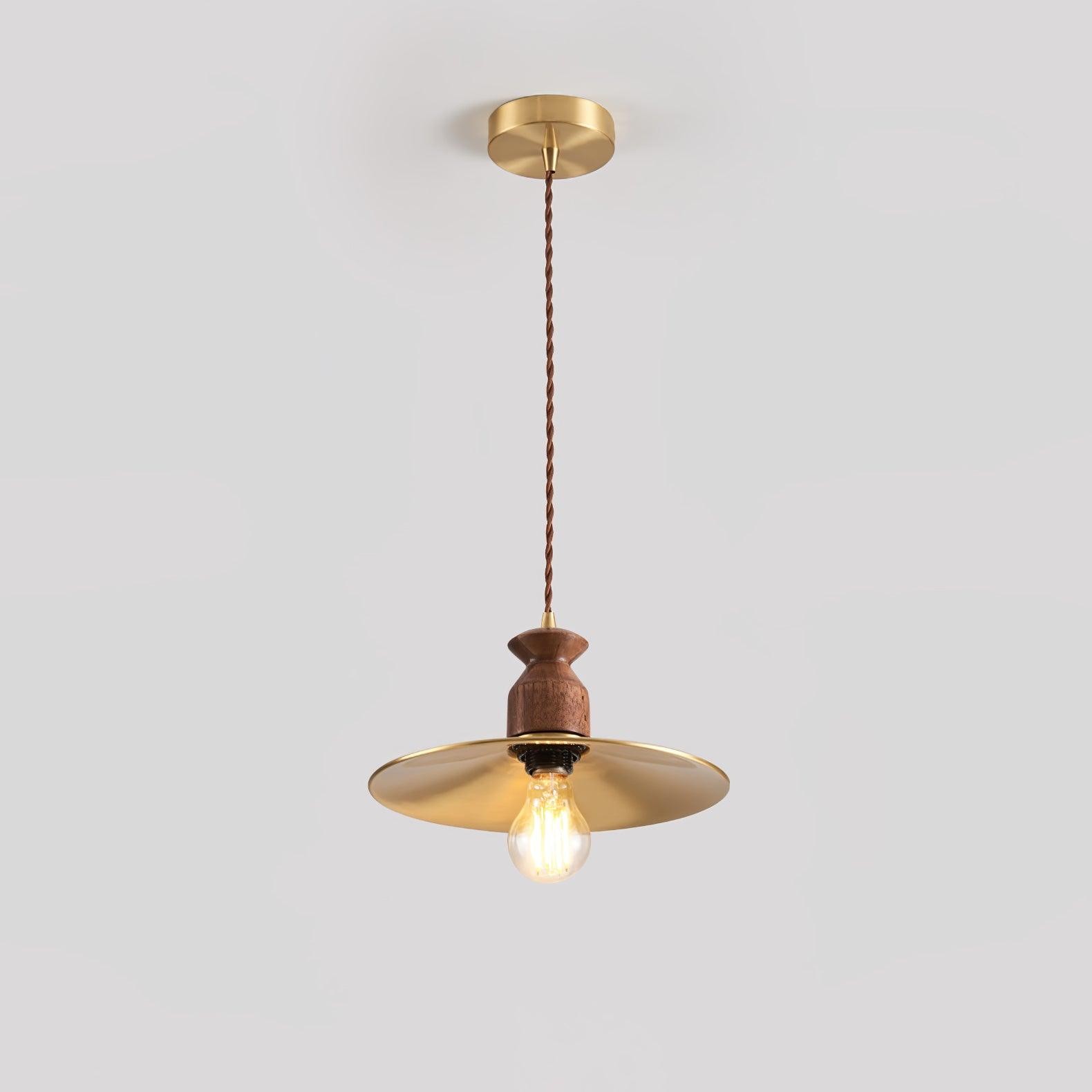 Ronde messing metalen badge gouden hanglamp HL389