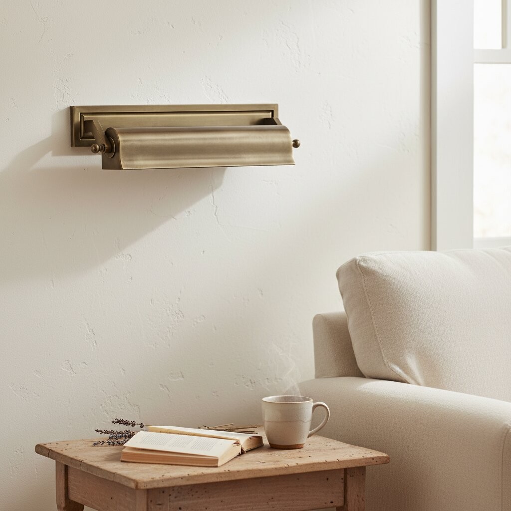 Libris Schilderijlamp - Vintage-geïnspireerde metalen wandlamp met klassiek silhouet voor slaapkamer of leeshoek HL2381
