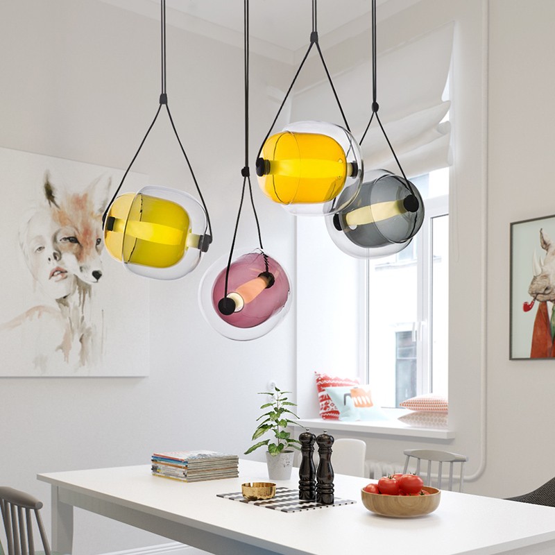 LED Capsula Hanglamp Gekleurd Glas