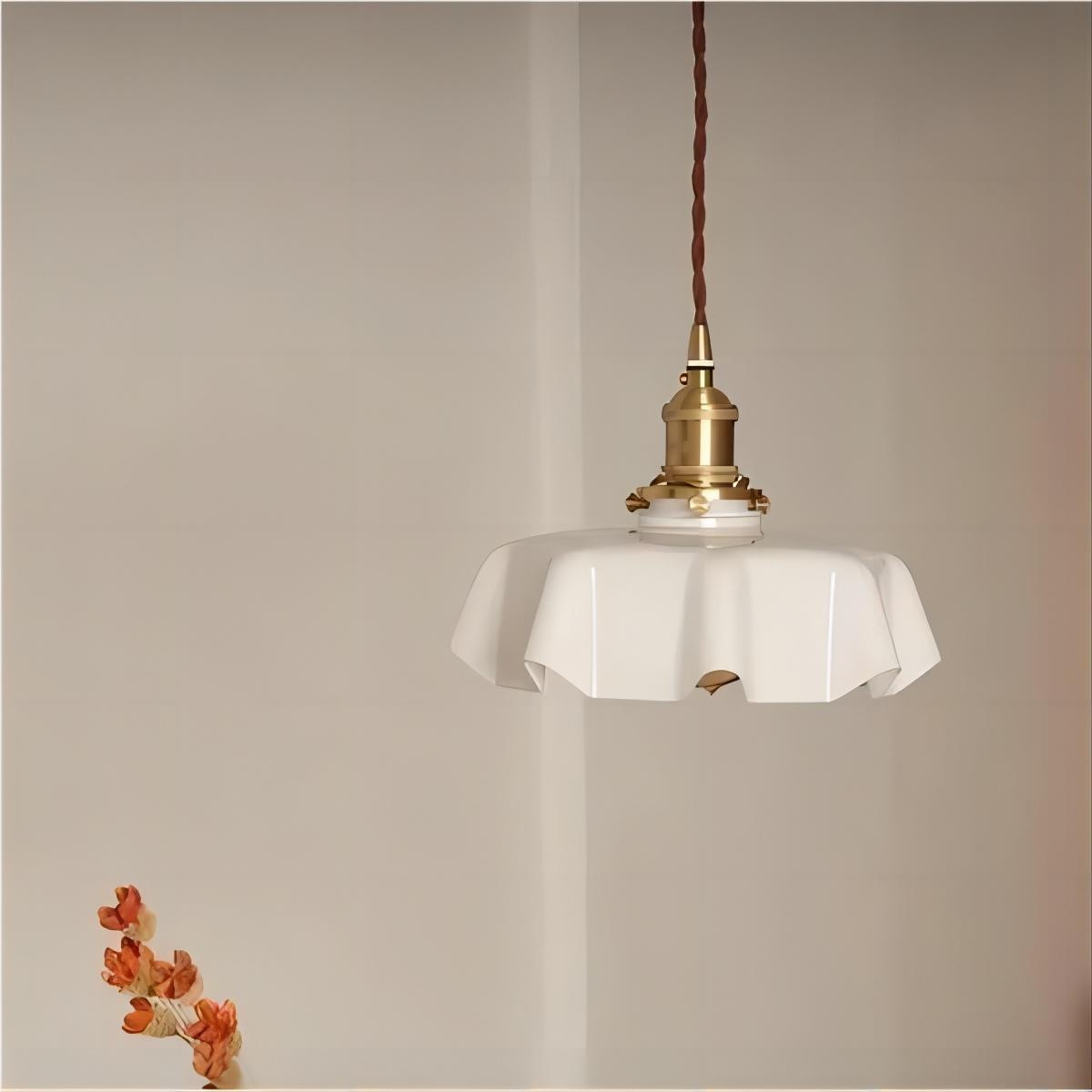 Retro Glazen Bloem Crème Hanglamp HL183