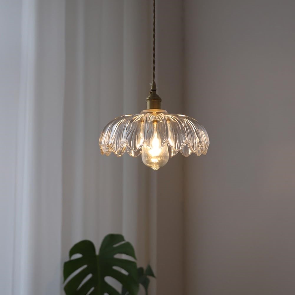 Vintage rustieke bloemblaadjesknoppen glazen hanglamp HL201