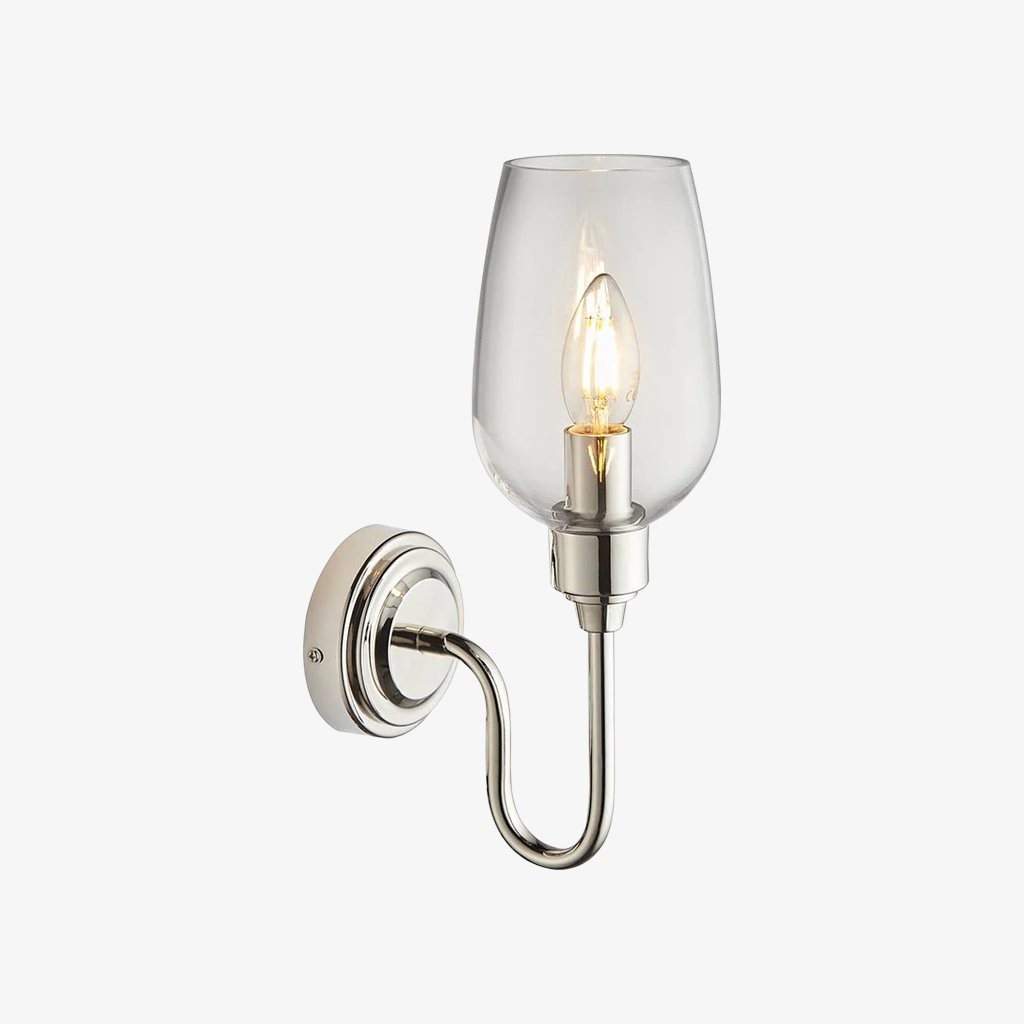 Clarione Art Deco wandlamp met transparante glazen kap - Modern metalen ontwerp voor gangen HL2112