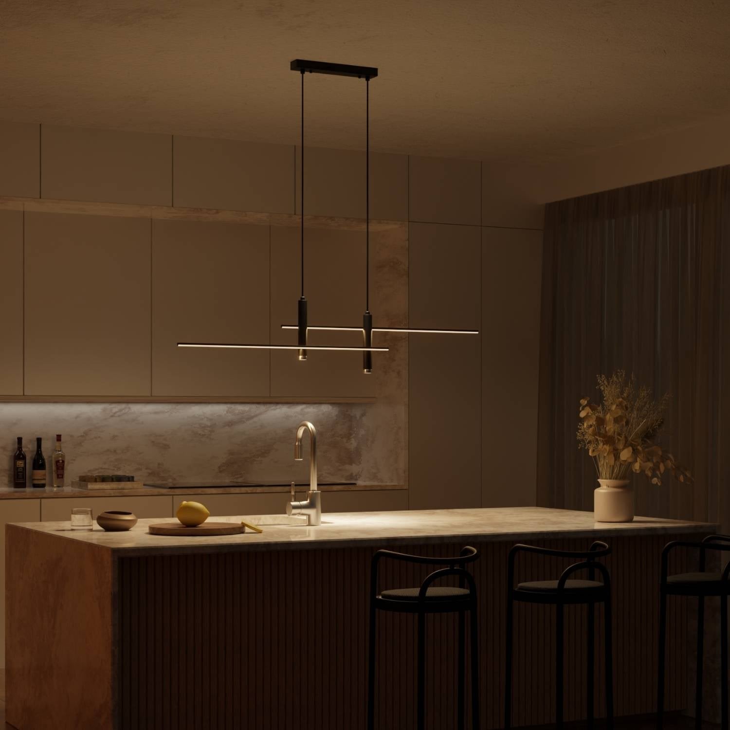Moderne meerlaagse lineaire dimbare hanglamp HL150