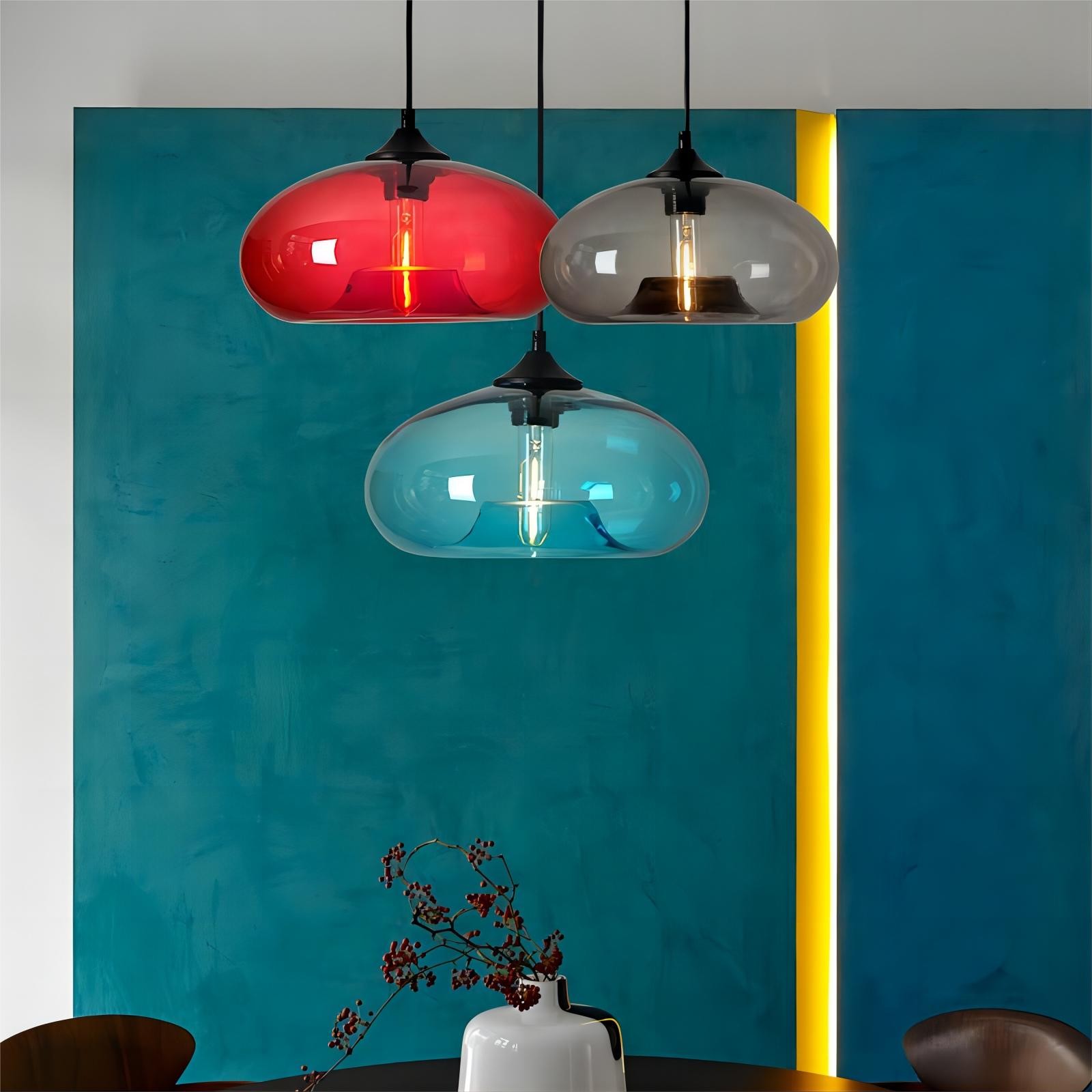 Scandinavische Macaron transparant glas kunst hanglamp HL109