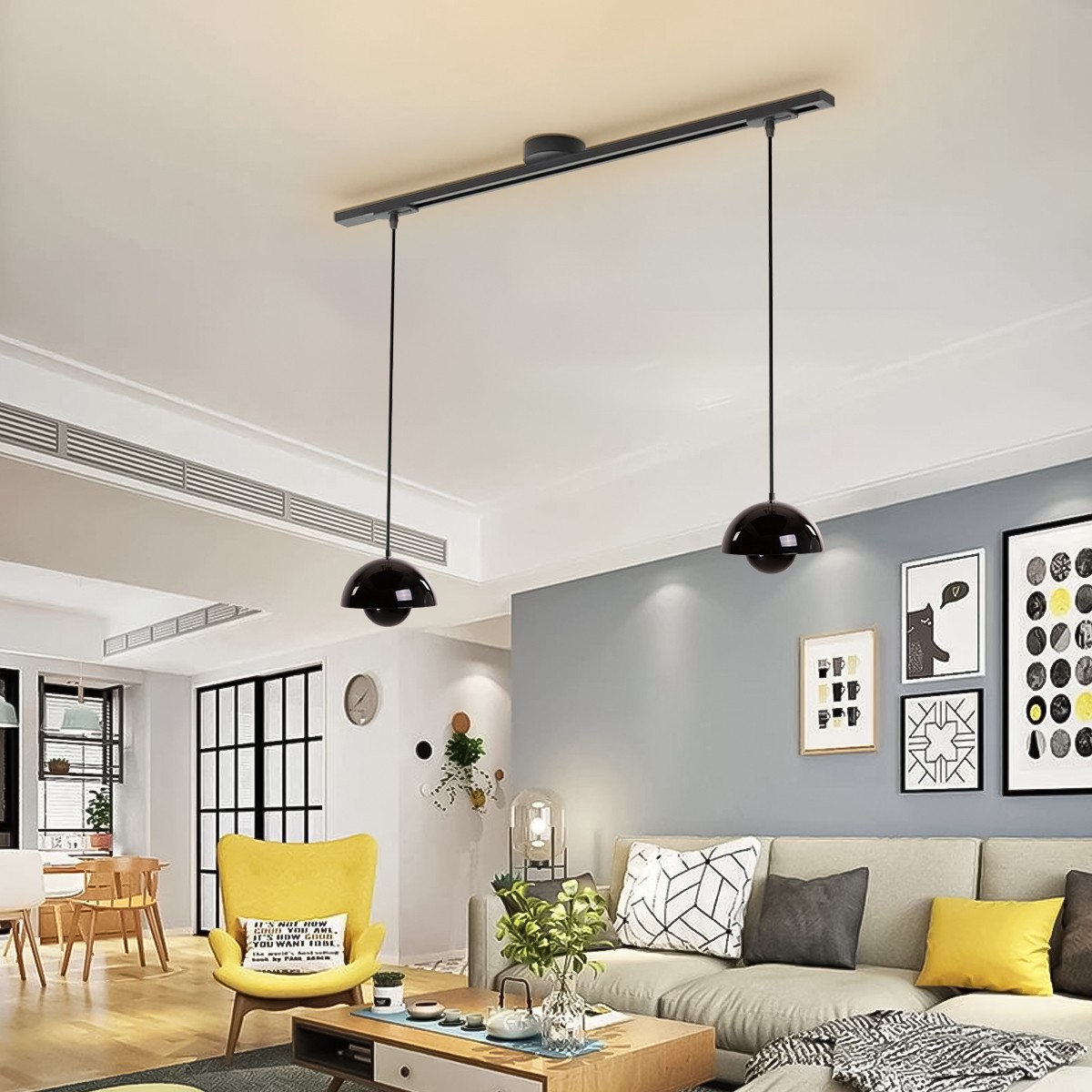 Zwenkarm enkel ophangsysteem voor een hanglamp HL202