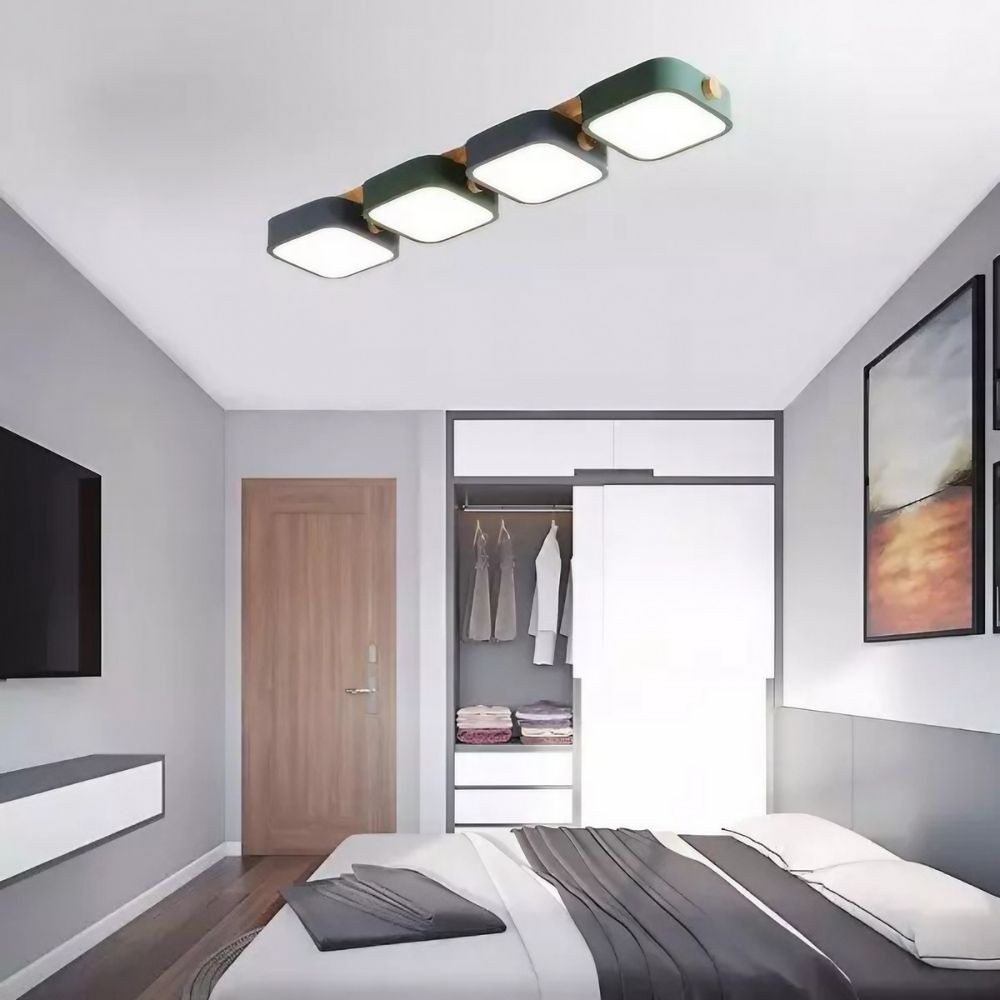 Houten blok plafondlamp - Nordic vierkante LED keukenverlichting HL1348