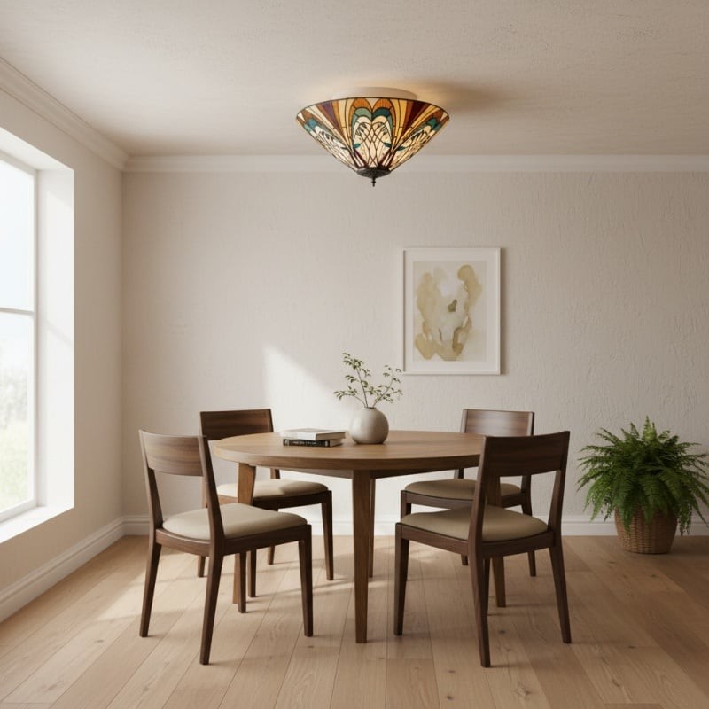 TF Hector Plafondlamp - Handgemaakt glas-in-lood design, half-inbouw of hanglamp voor thuis HL2217