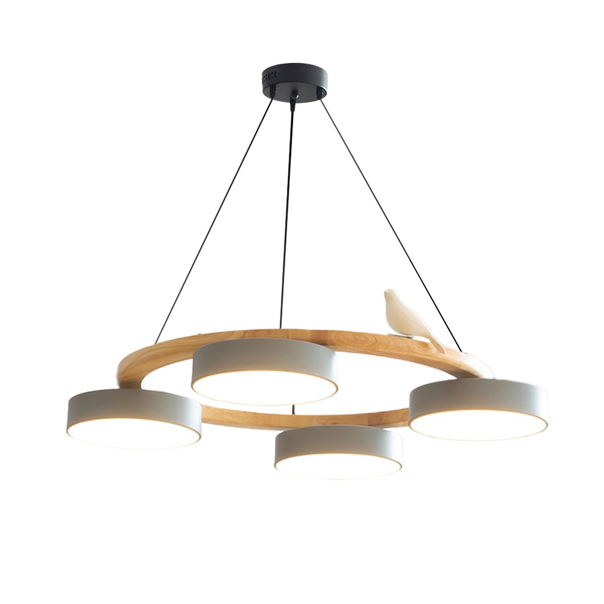 Creatieve Houten Vogel Kleurrijke Ronde Kroonluchter HL926