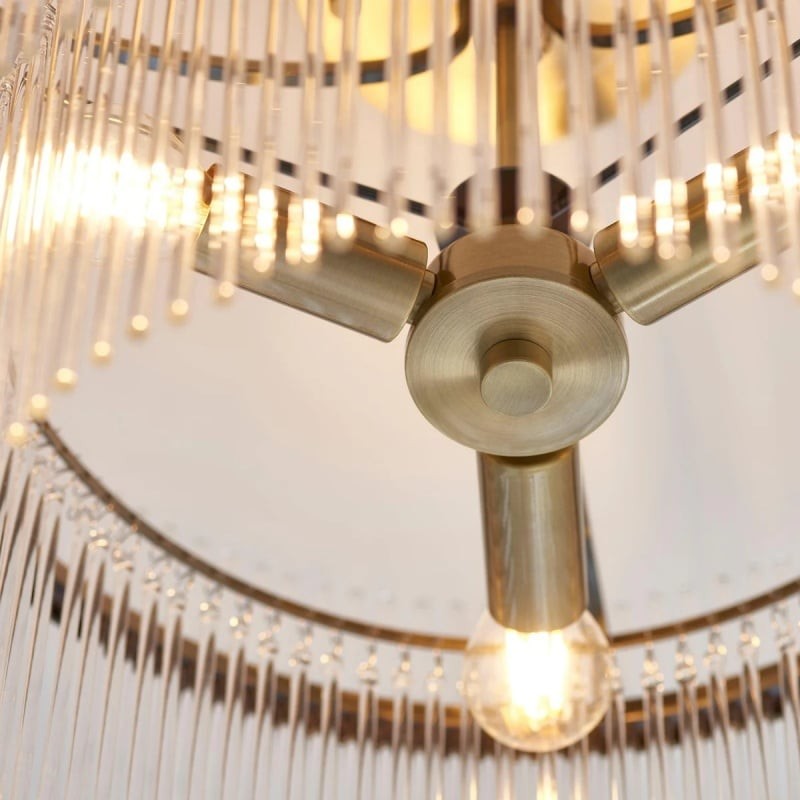 RibGlow Antieke Messing Plafondlamp met 3 Lichtpunten en Helder Glas - Hal of Slaapkamer HL2174
