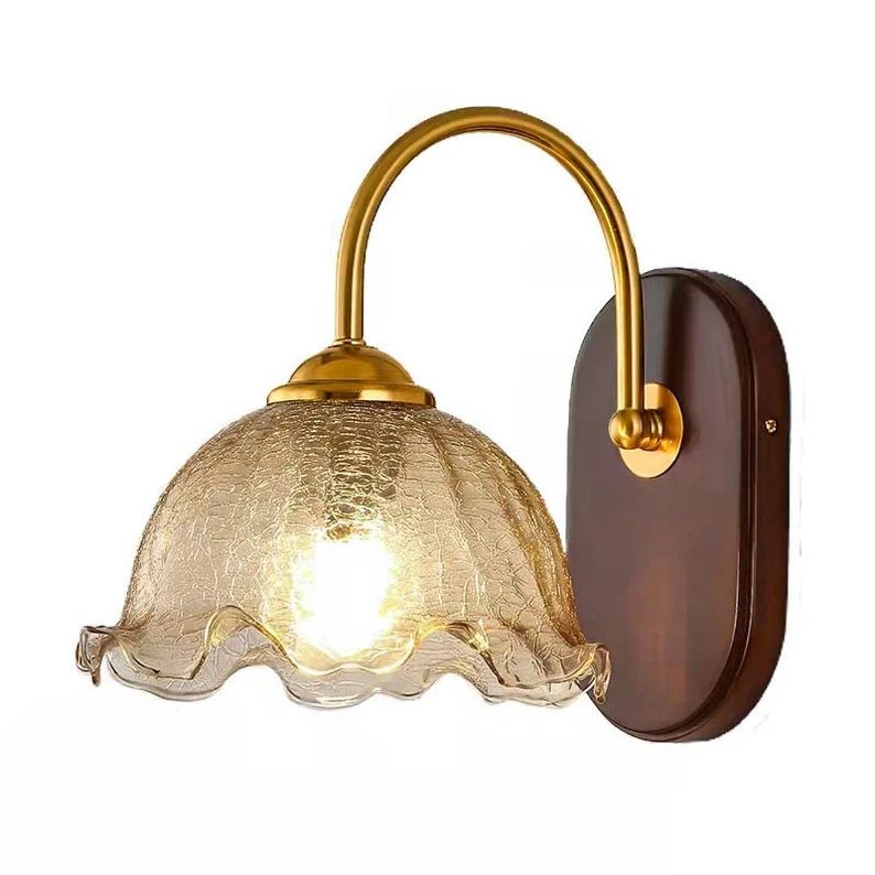 Mid Century Vintage Bloem Glazen Wandlamp HL24