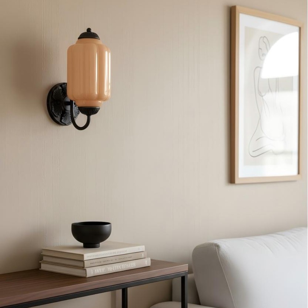 Vintage Melkglas Eloise Kandelaar Wandlamp HL844
