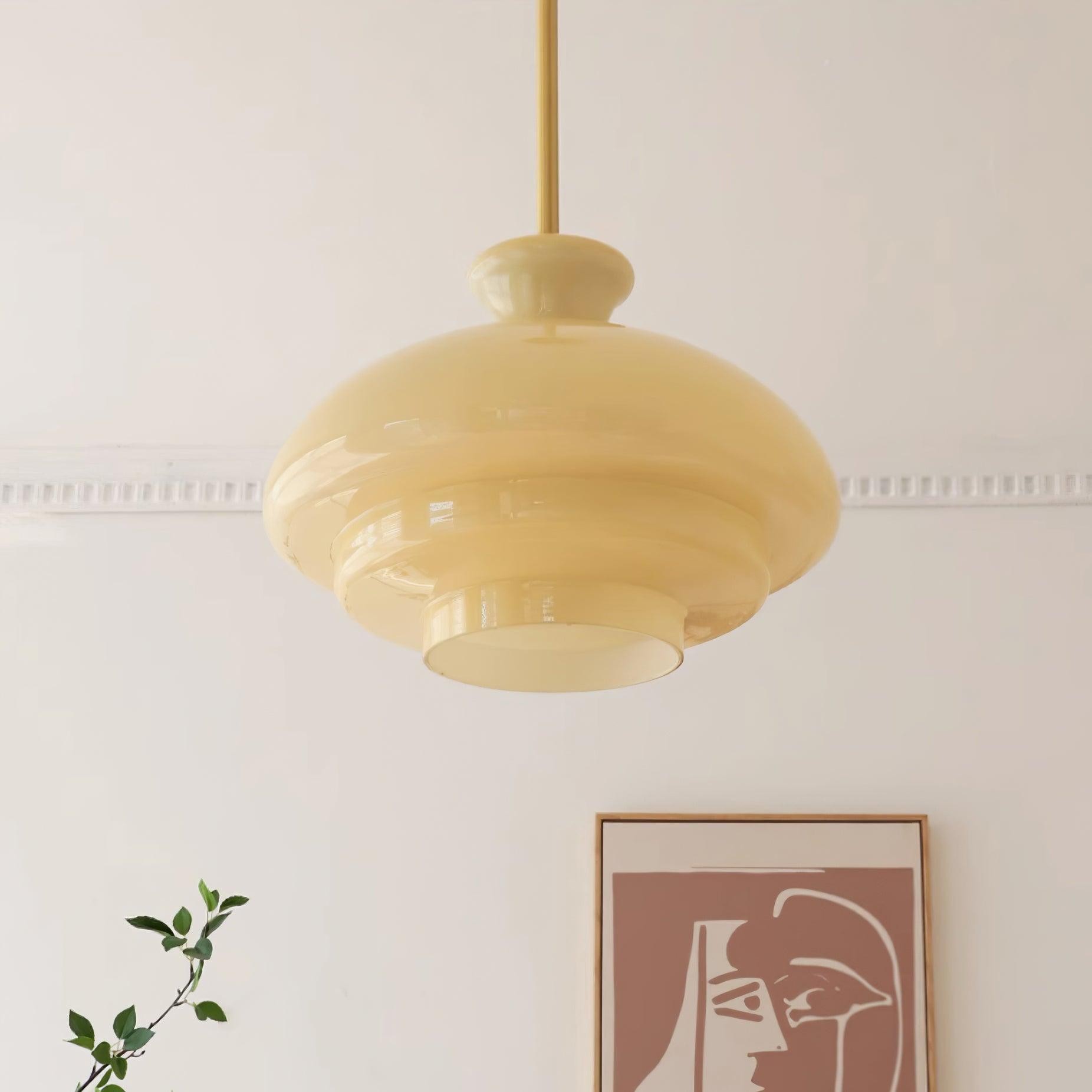 Ronde gele stijlvolle eenvoudige glazen hanglamp HL638